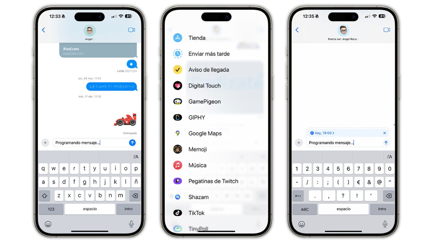Capturas de pantalla del iPhone en la app Mensajes