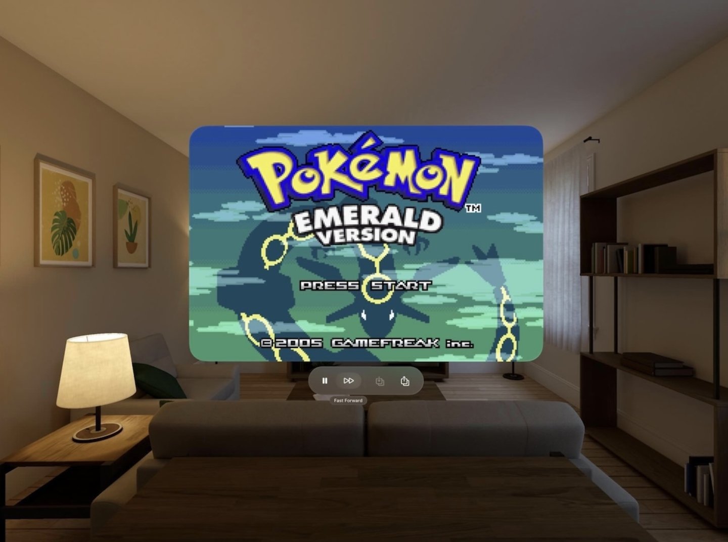 Un juego de Pokemon Emerald en Apple Vision Pro
