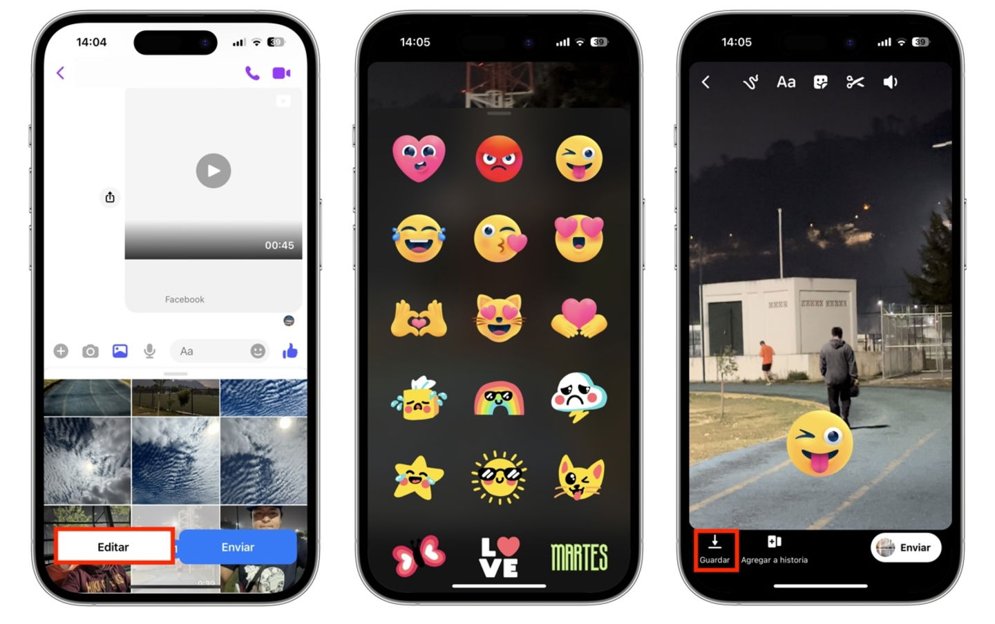 Añadir stickers a un vídeo desde Facebook Messenger