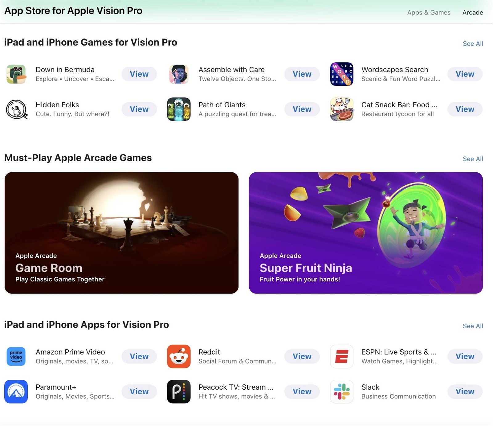 Apps y juegos de iPad para Apple Vision Pro