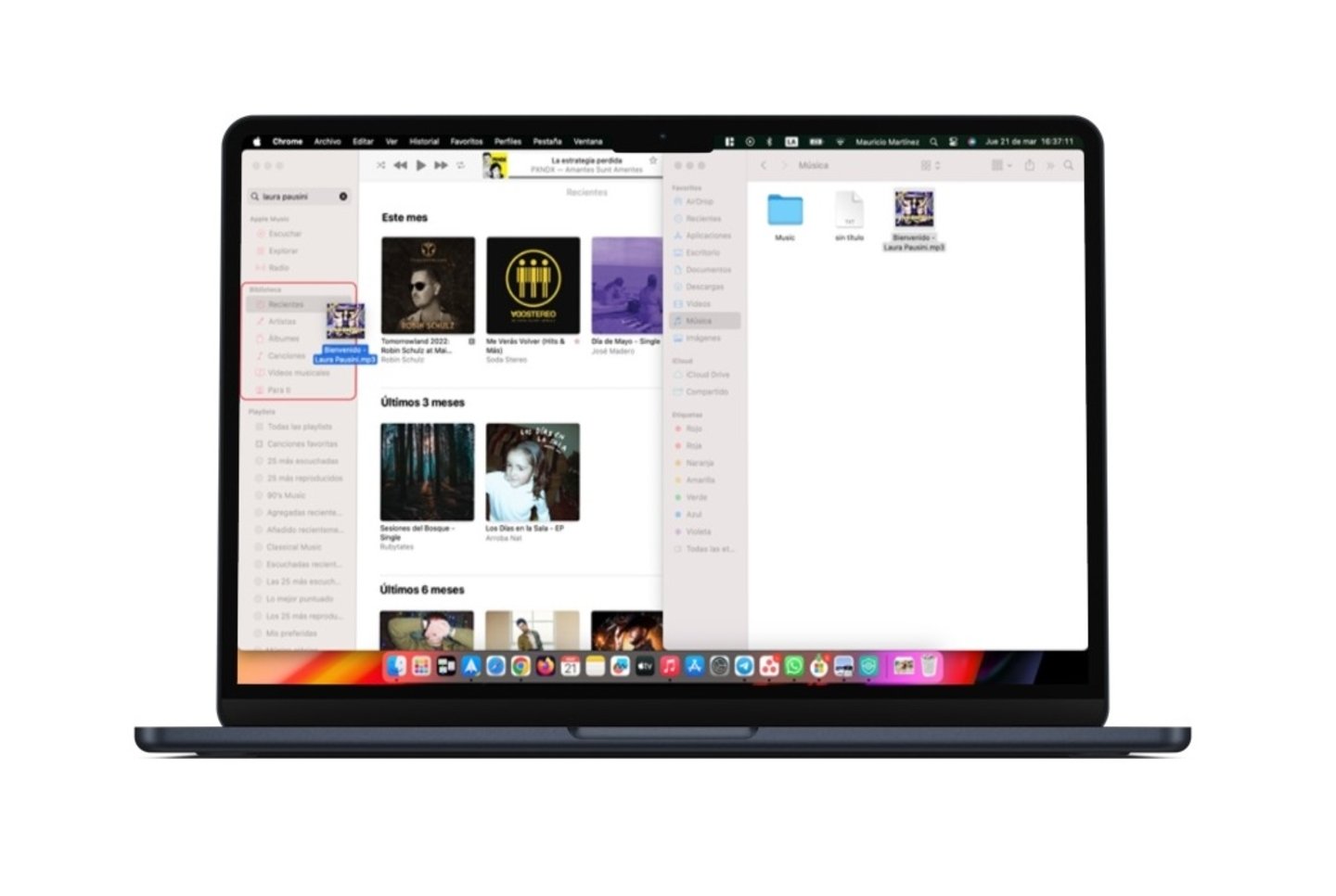 Canción MP3 a biblioteca de musica en macOS