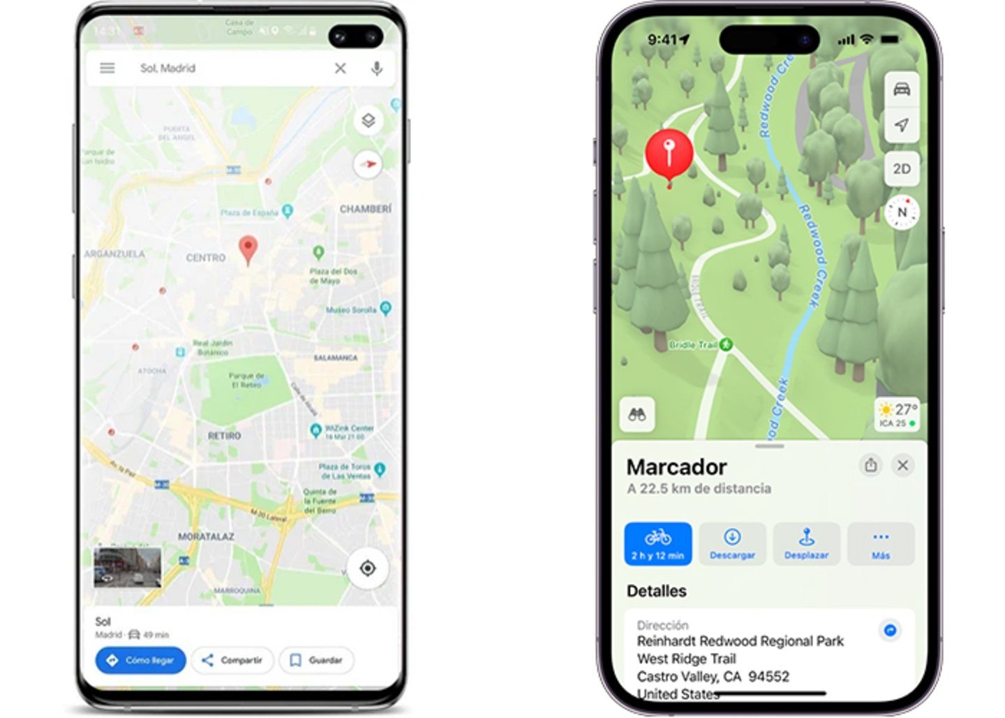 Diferencias entre Apple Maps y Google Maps-Interfaz