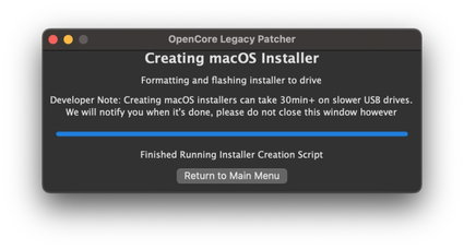 USB installer created