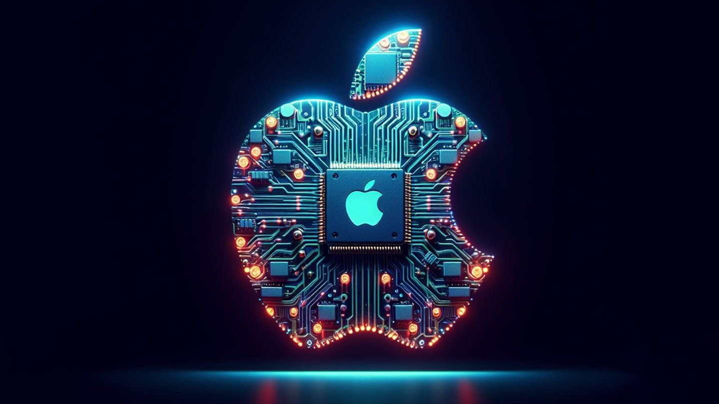 Logo de Apple con circuitos