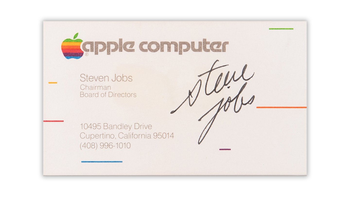 Una tarjeta de Apple firmada por Steve Jobs