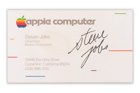 No te creerás la increíble cifra que se ha pagado por una tarjeta de Apple firmada por Steve Jobs