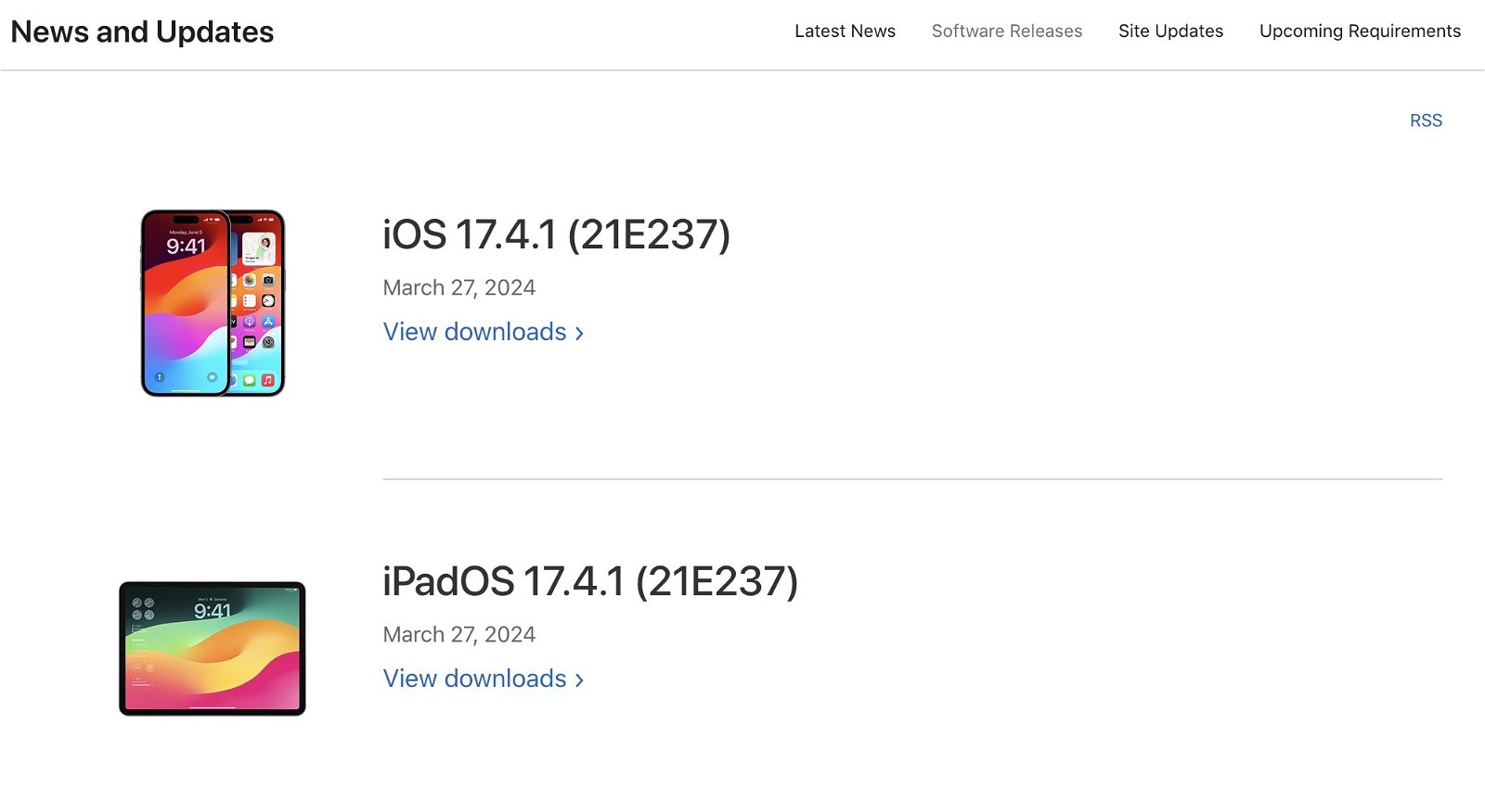 Versiones relanzadas de iOS 17.4.1 y iPadOS 17.4.1