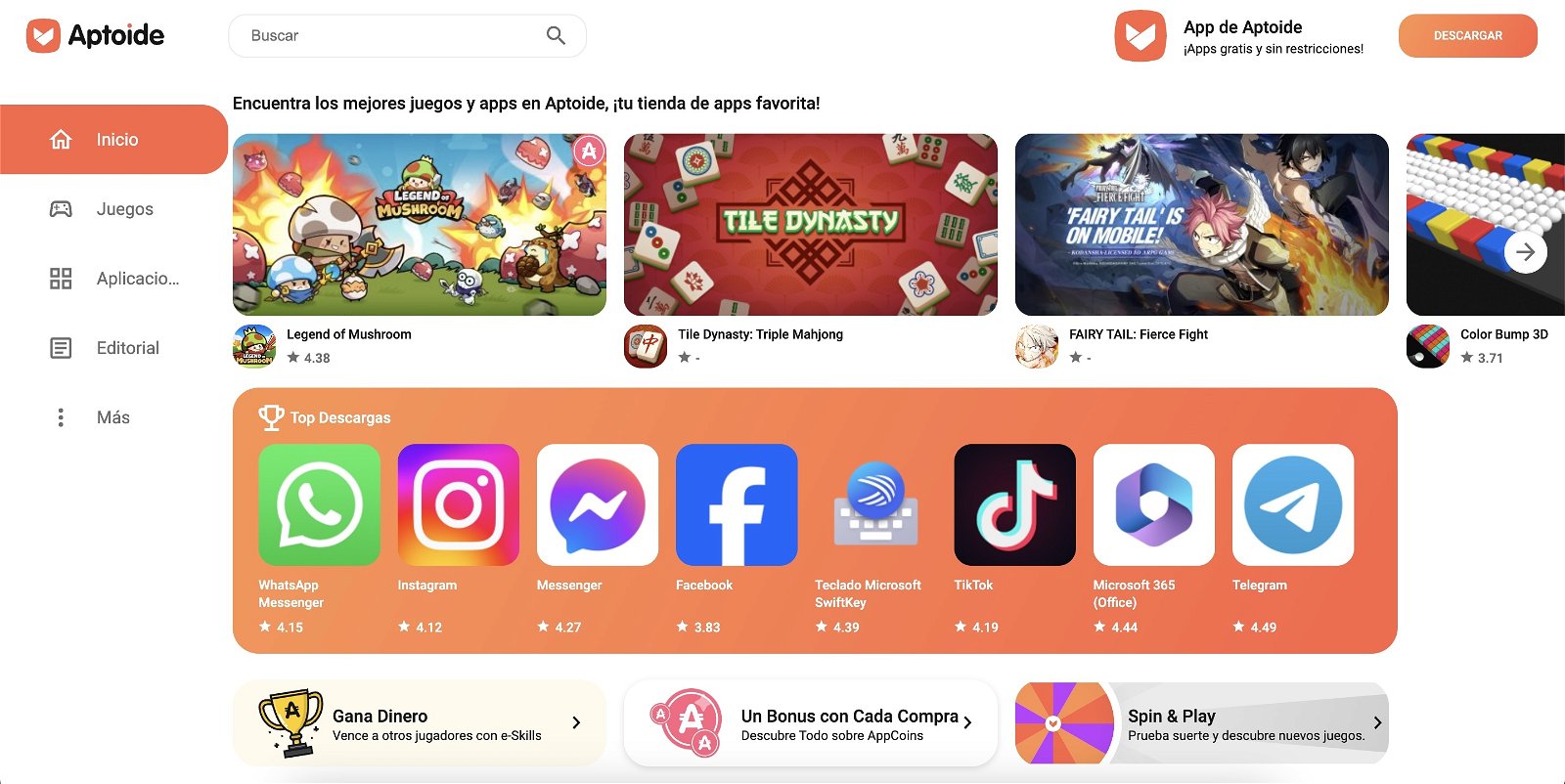 Apps y juegos de descarga en Aptoide
