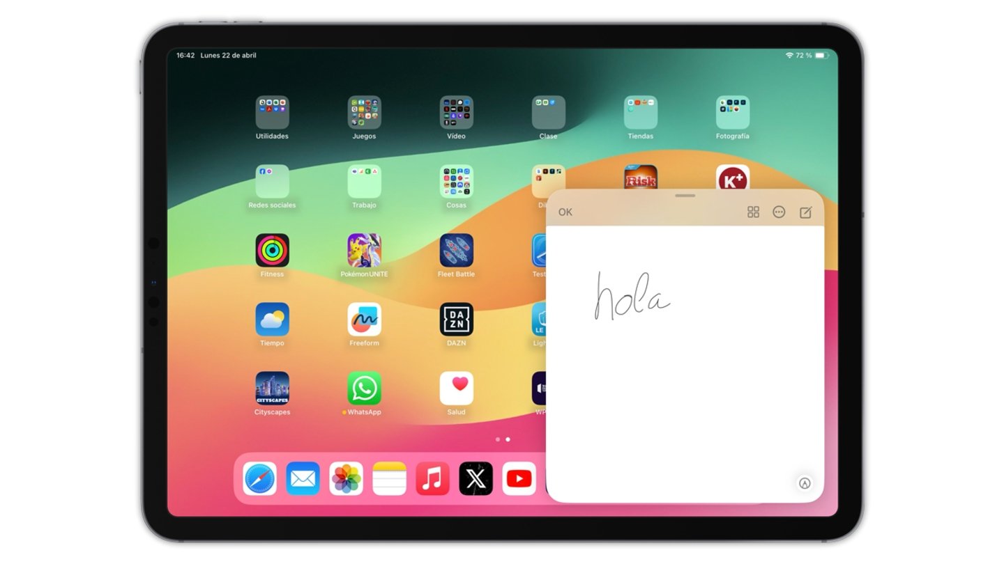Una nota rápida en el iPad