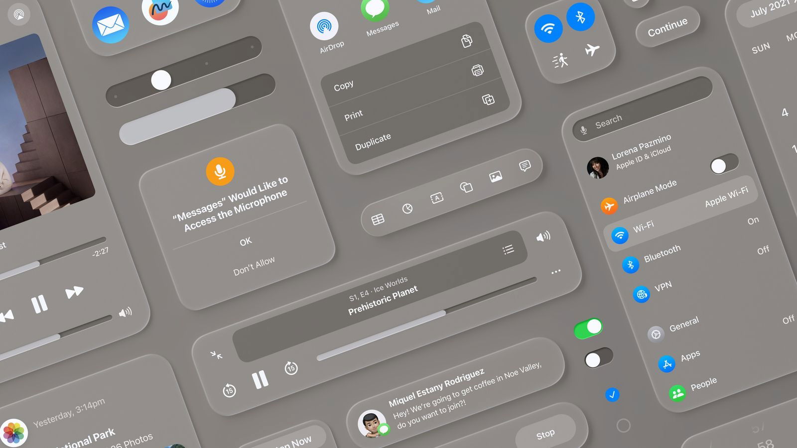 Concepto de iOS 18 con transparencias