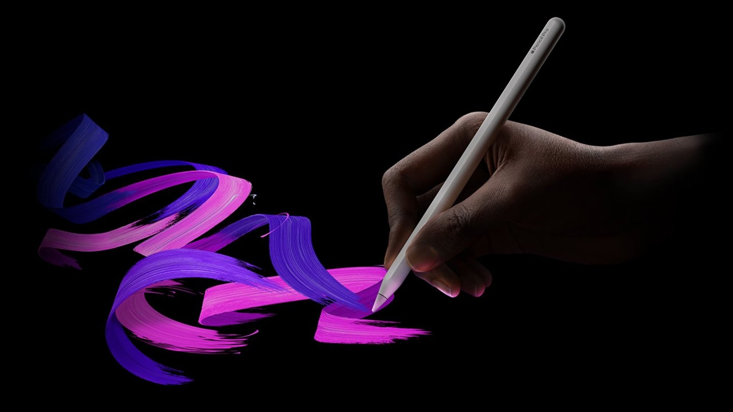 El Apple Pencil Pro dibujando en un iPad Pro