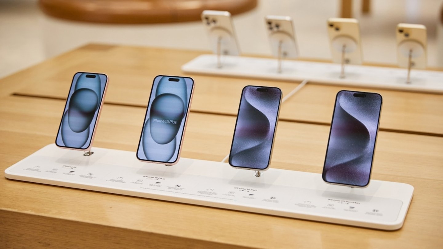 Exhibición de iPhone en una Apple Store de Londres