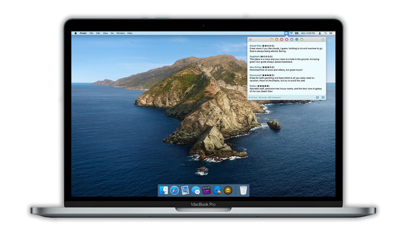 Captura de pantalla del Mac con la app Tot