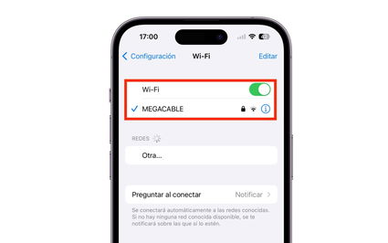 Wi-Fi conectado en iPhone