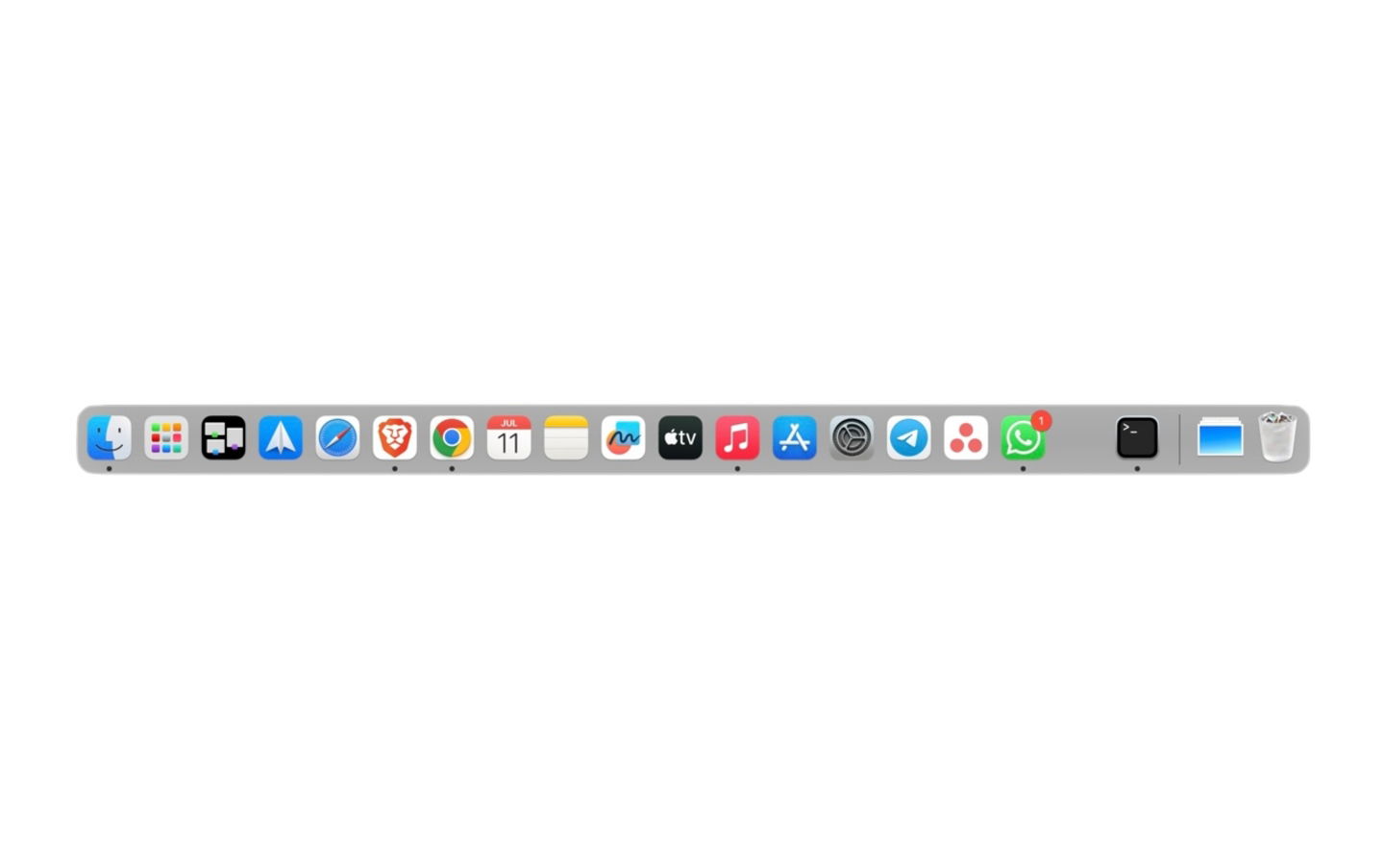 Dock de macOS con un espacio vacio