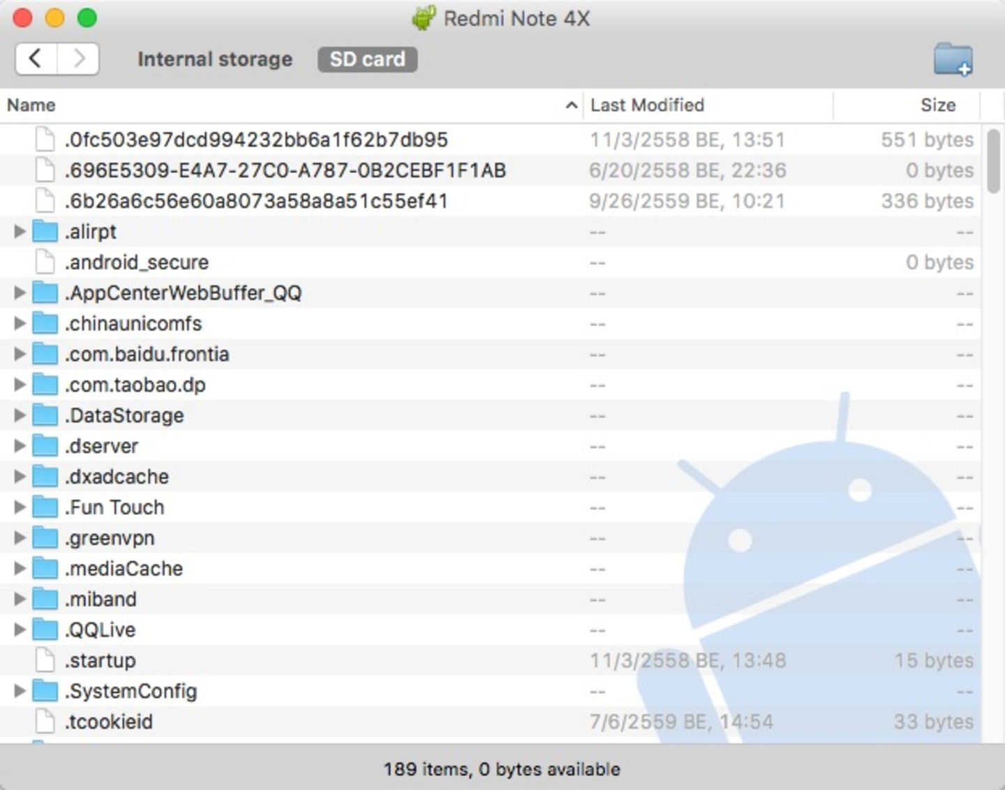 Ventana de Android File Transfer