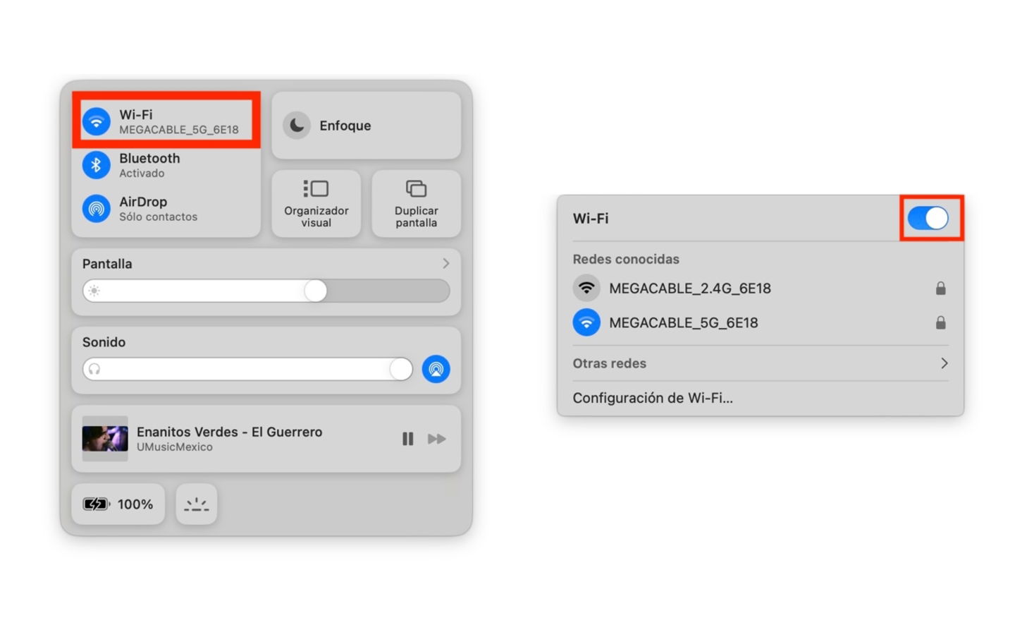 Ajustes de Wi-Fi en macOS