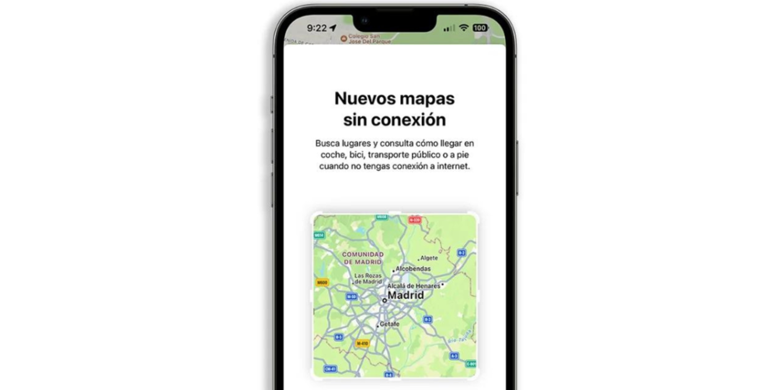 iPhone con mapa de navegación en la pantalla