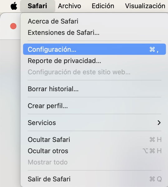 Configuración Safari en macOS