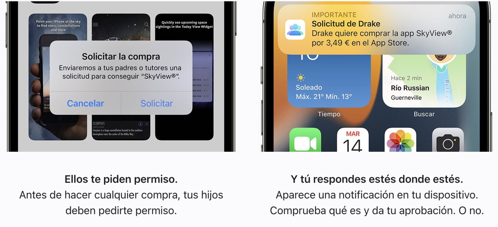 Notificaciones de Solicitar compra En familia de Apple