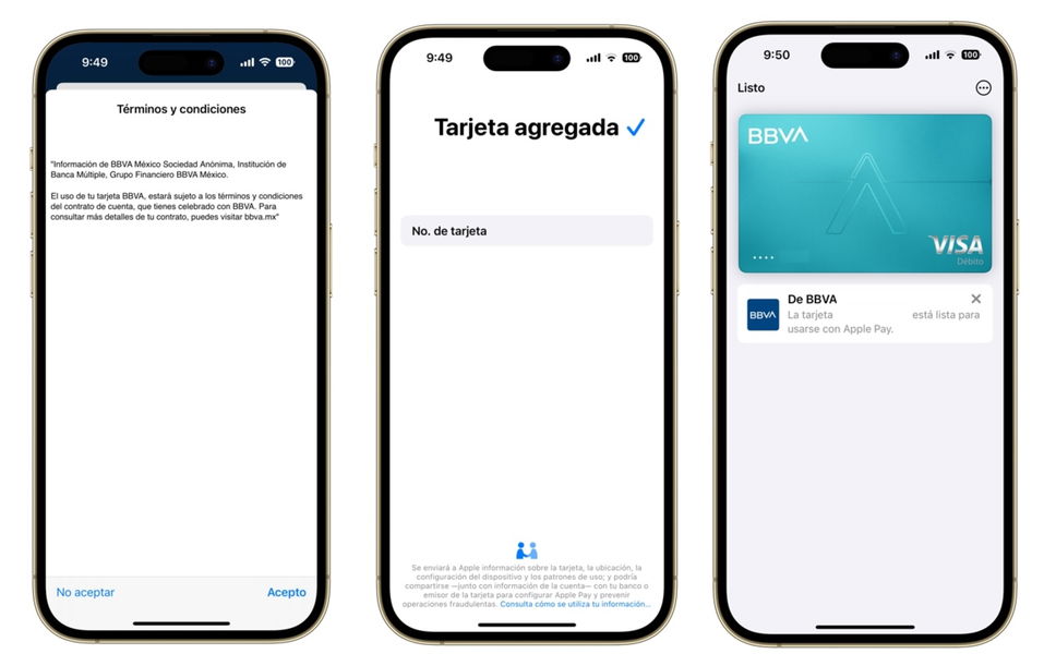 Tarjeta agregada de BBVA a Apple Pay