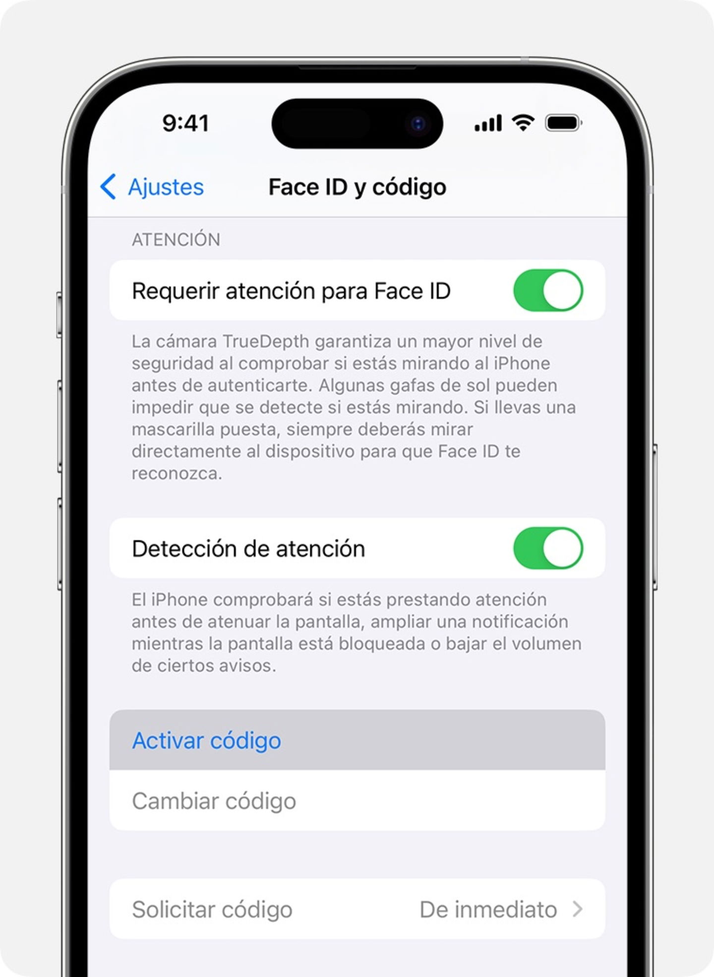 Activar código en iPhone