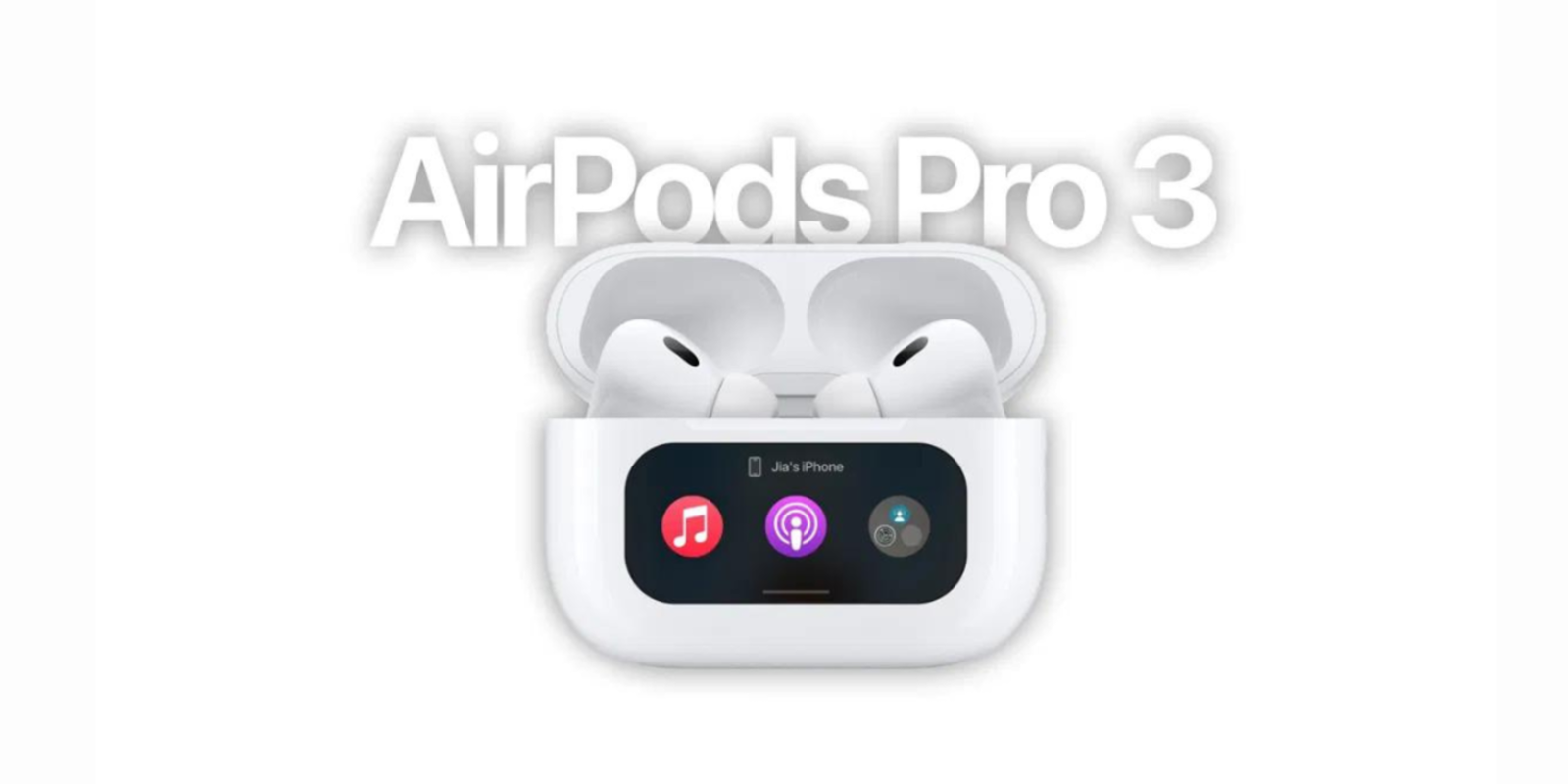 Concepto de AirPods 3 con estuche de pantalla táctil