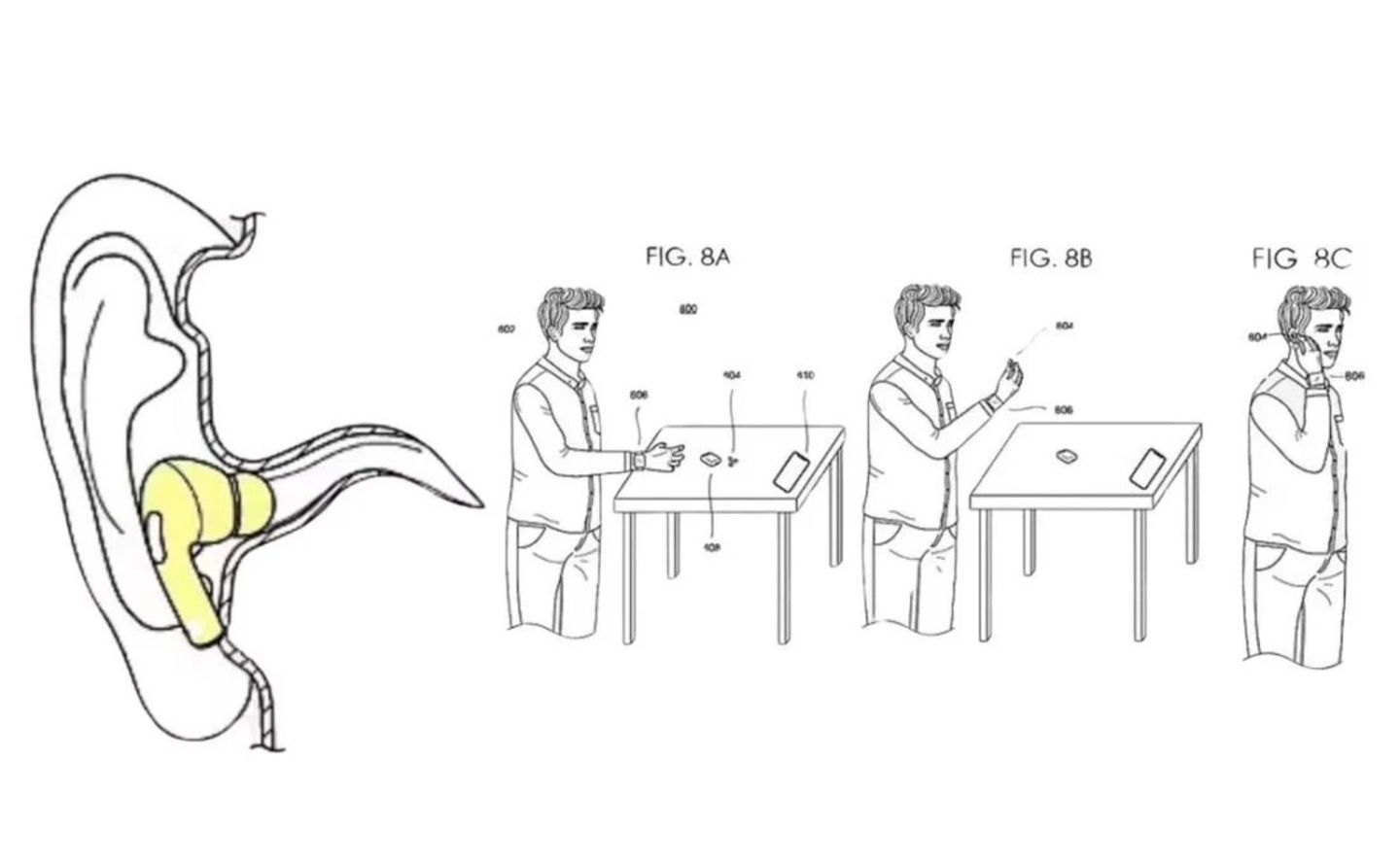 Patente de AirPods explicando la biometría del oído