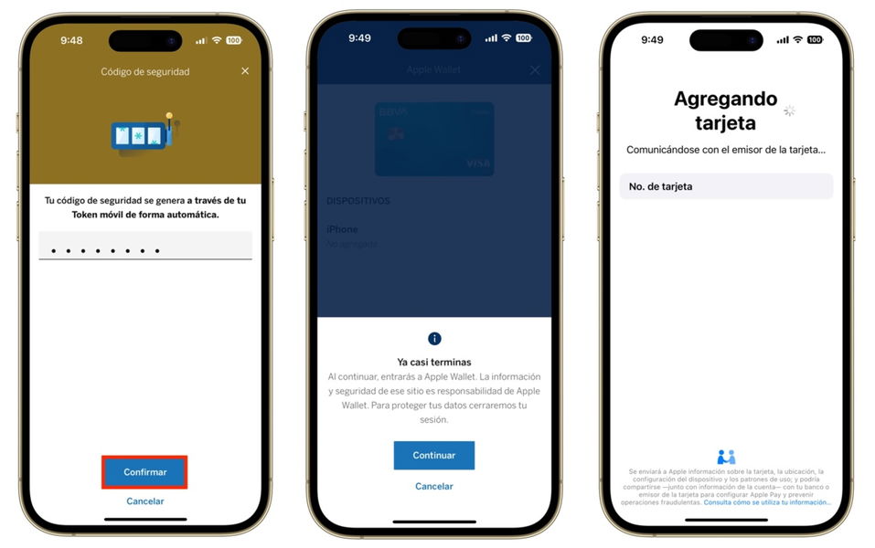 Procedimiento para migrar tarjeta BBVA a Apple Pay