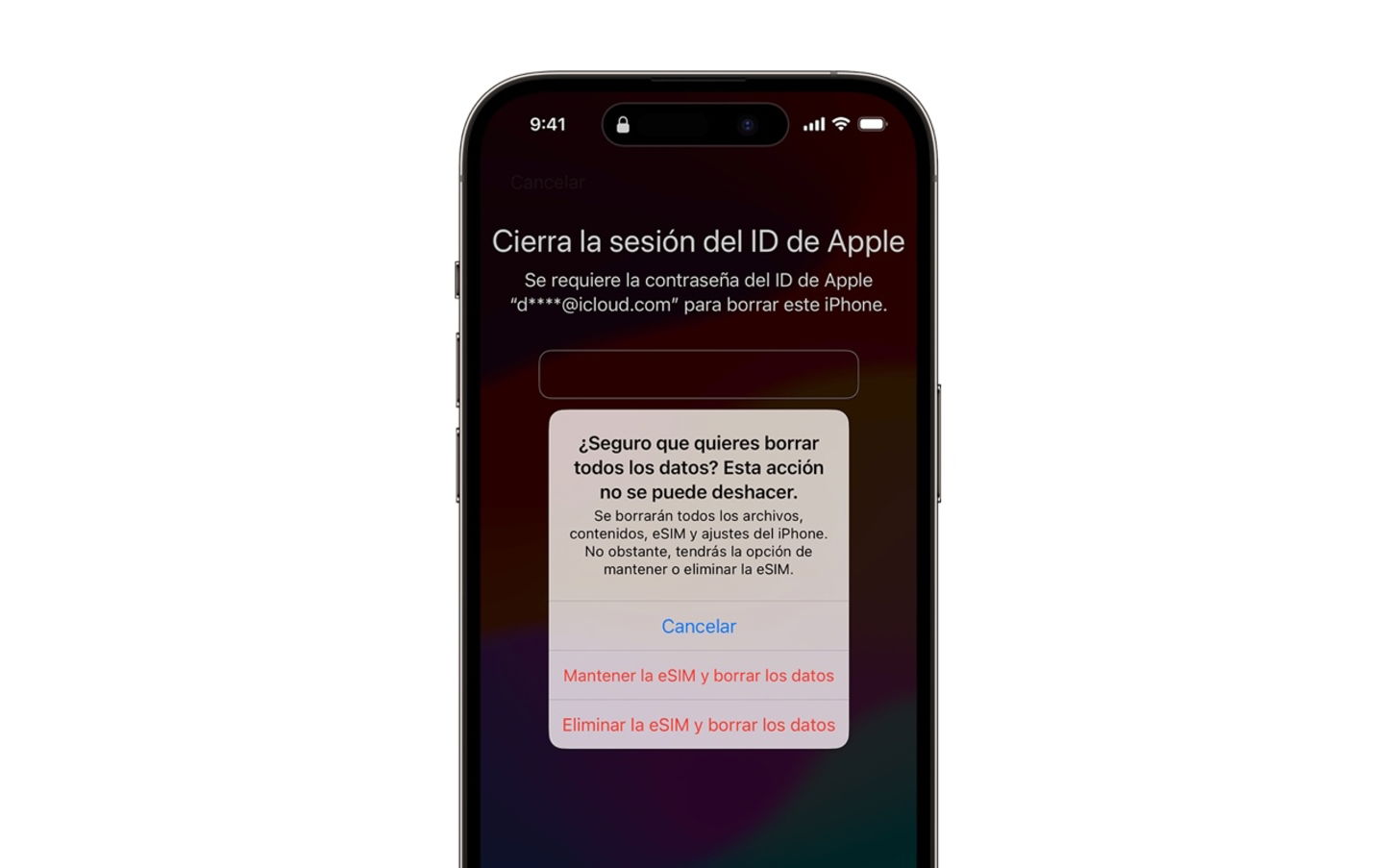 Opción de eSIM al momento de restaurar iPhone