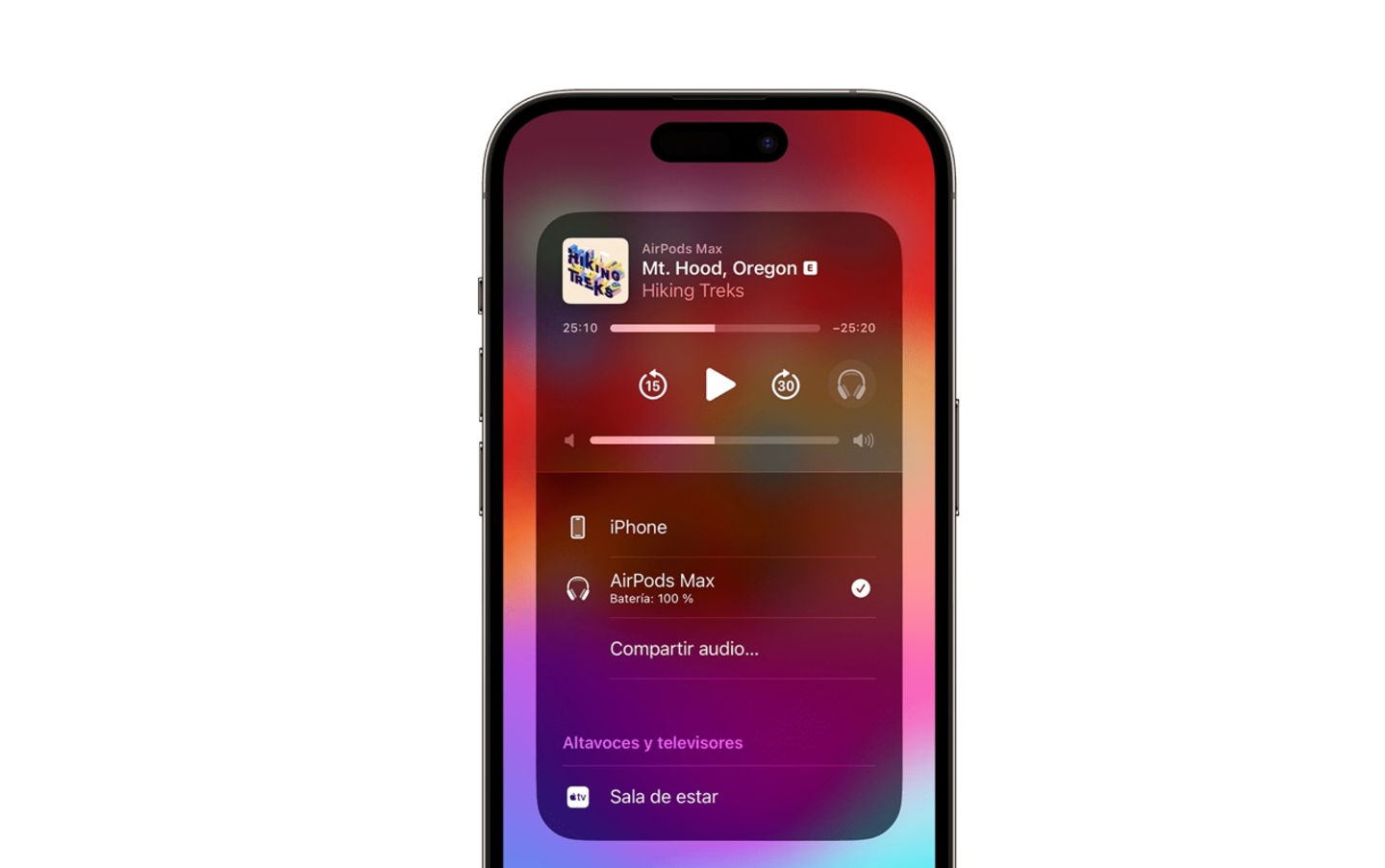 Salida de audio en iPhone con unos AirPods Max