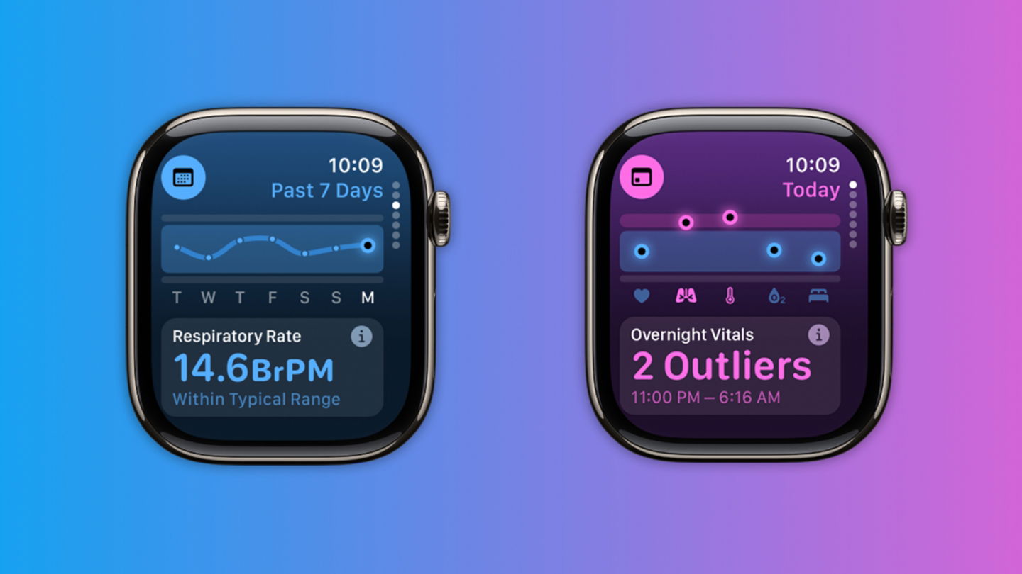 Capturas de pantalla de la app Cosntantes vitales del Apple Watch