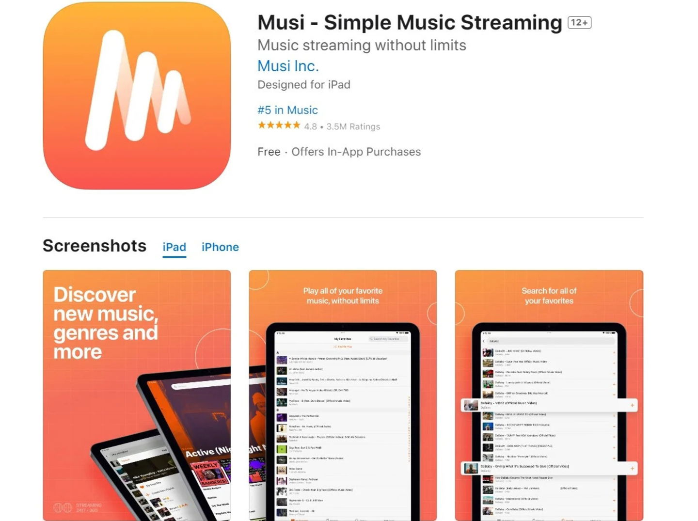 Musi, App Store