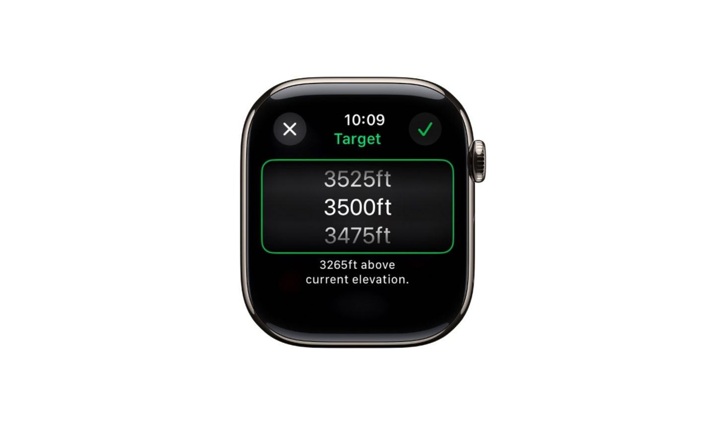 Altitud objetivo en un Apple Watch