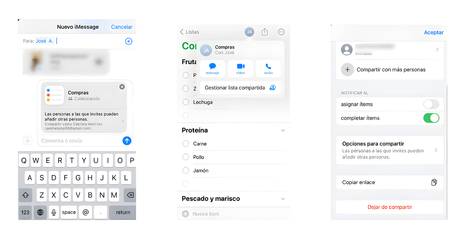 Cómo crear una lista de la compra familiar y compartida desde el iPhone