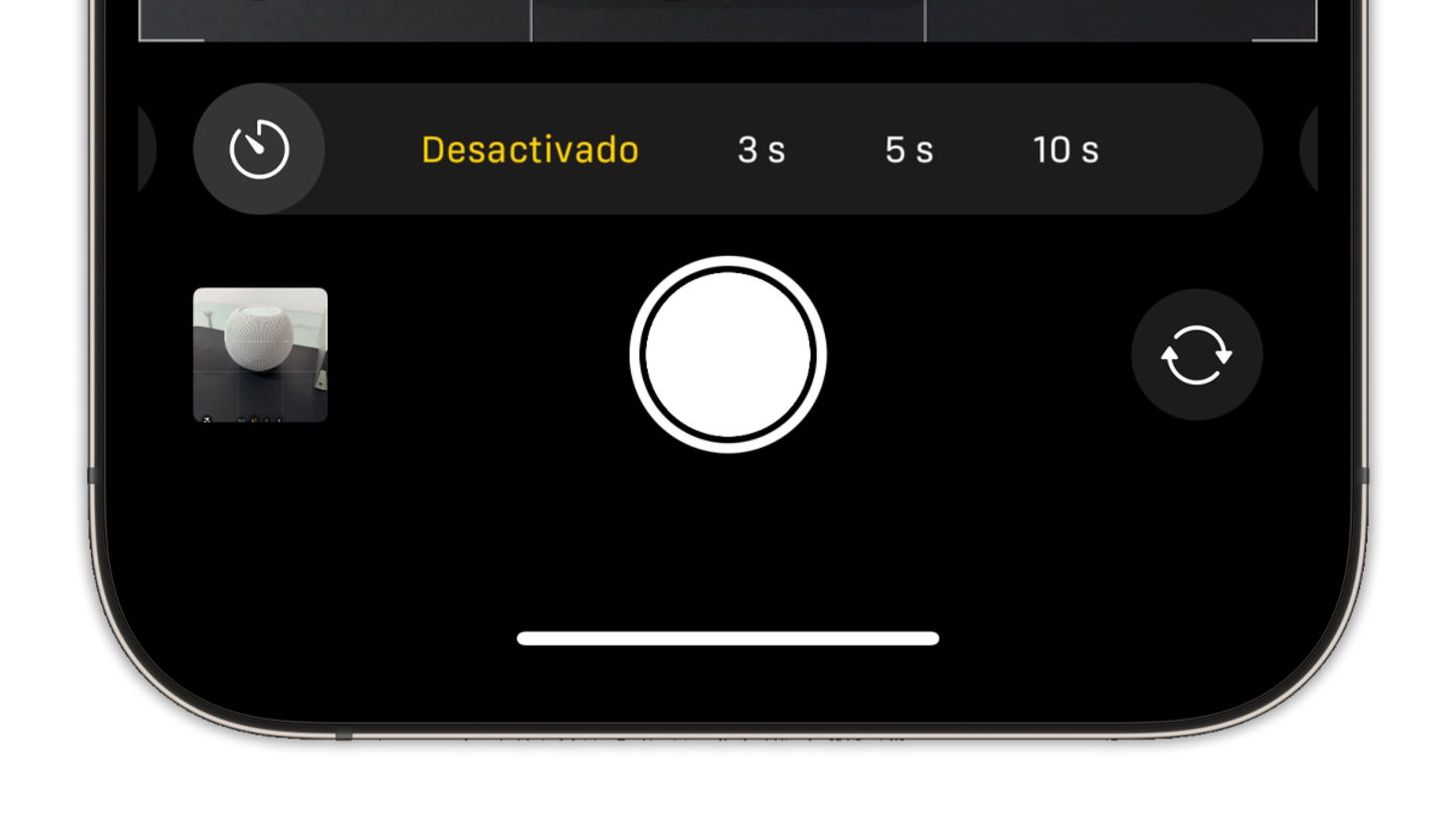 Captura de pantalla de la app Cámara de iPhone