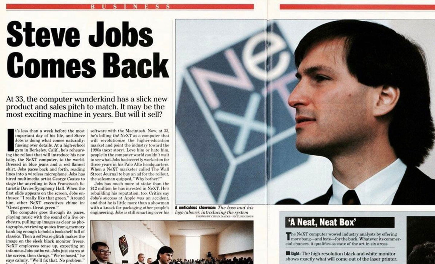 Un periódico con el anuncio de la vuelta de Steve Jobs con NeXT