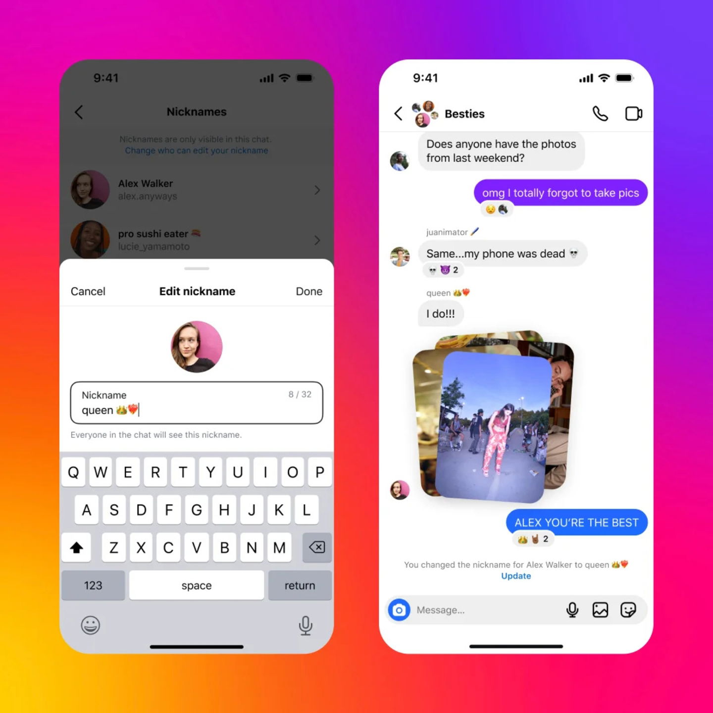 Instagram permitirá renombrar los chats con apodos