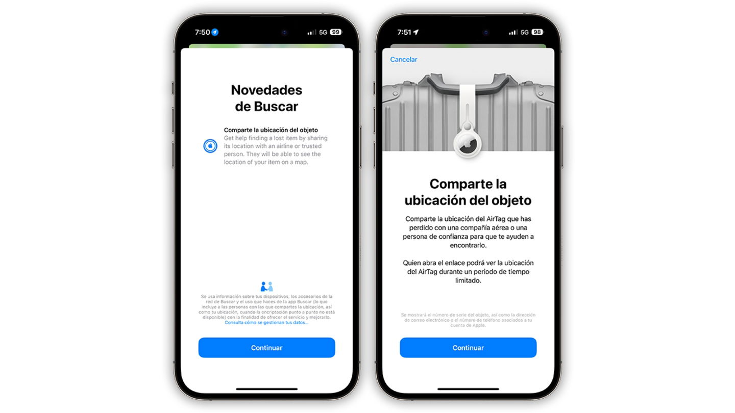 Capturas de pantalla de la app Buscar en iOS 18.2