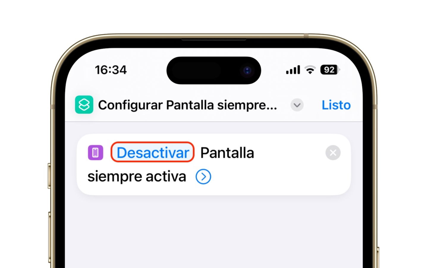 Desactivar pantalla siempre activa