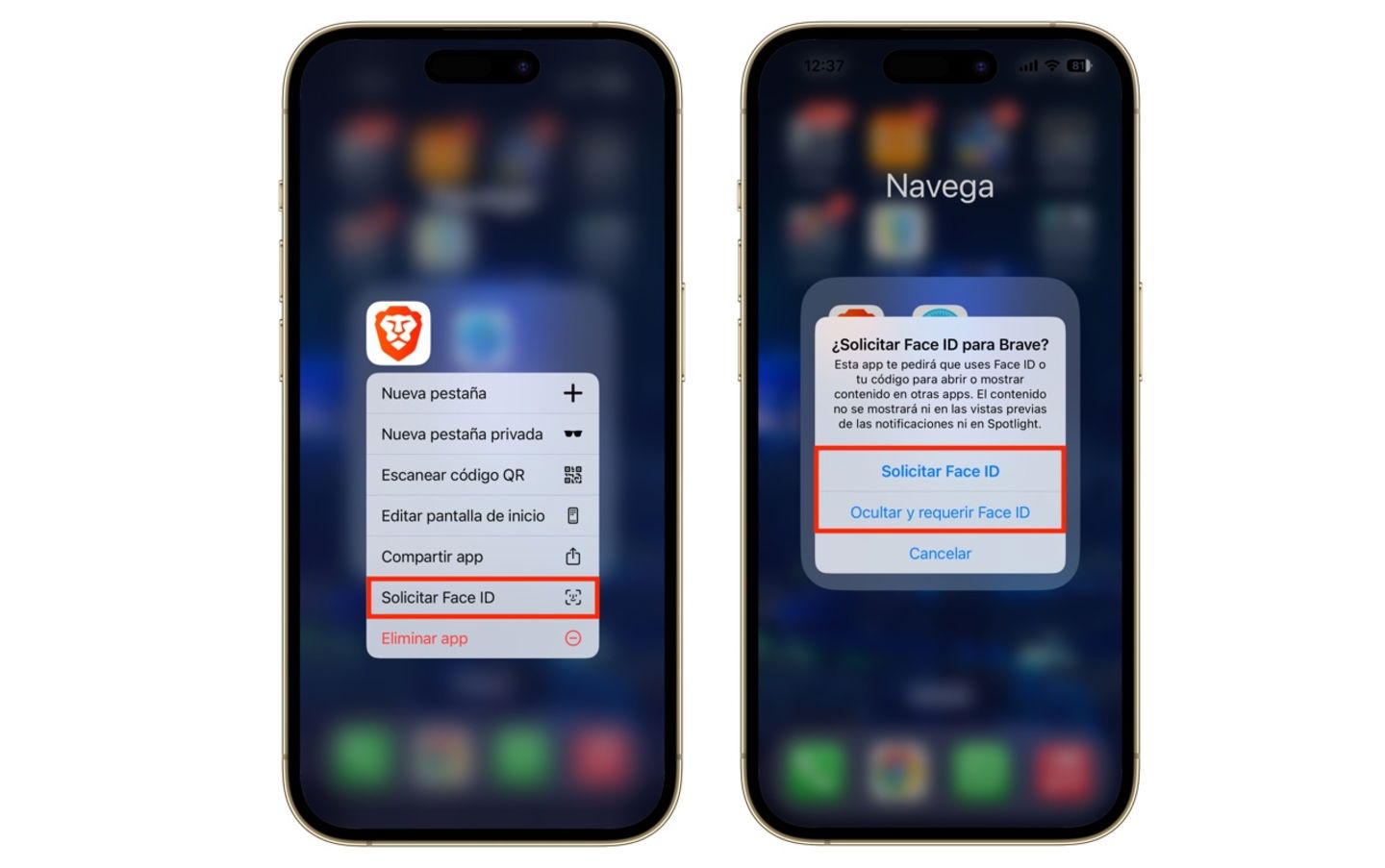 Requerir Face ID, bloquear u ocultar app en iPhone