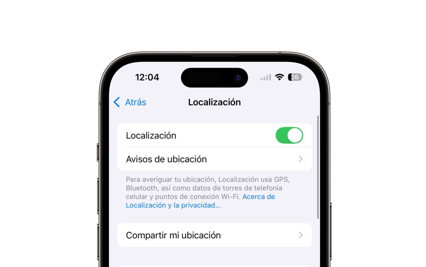 Activar localización en iPhone