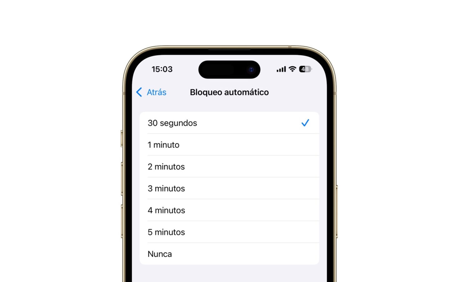 Tiempo de bloqueo automático en iPhone