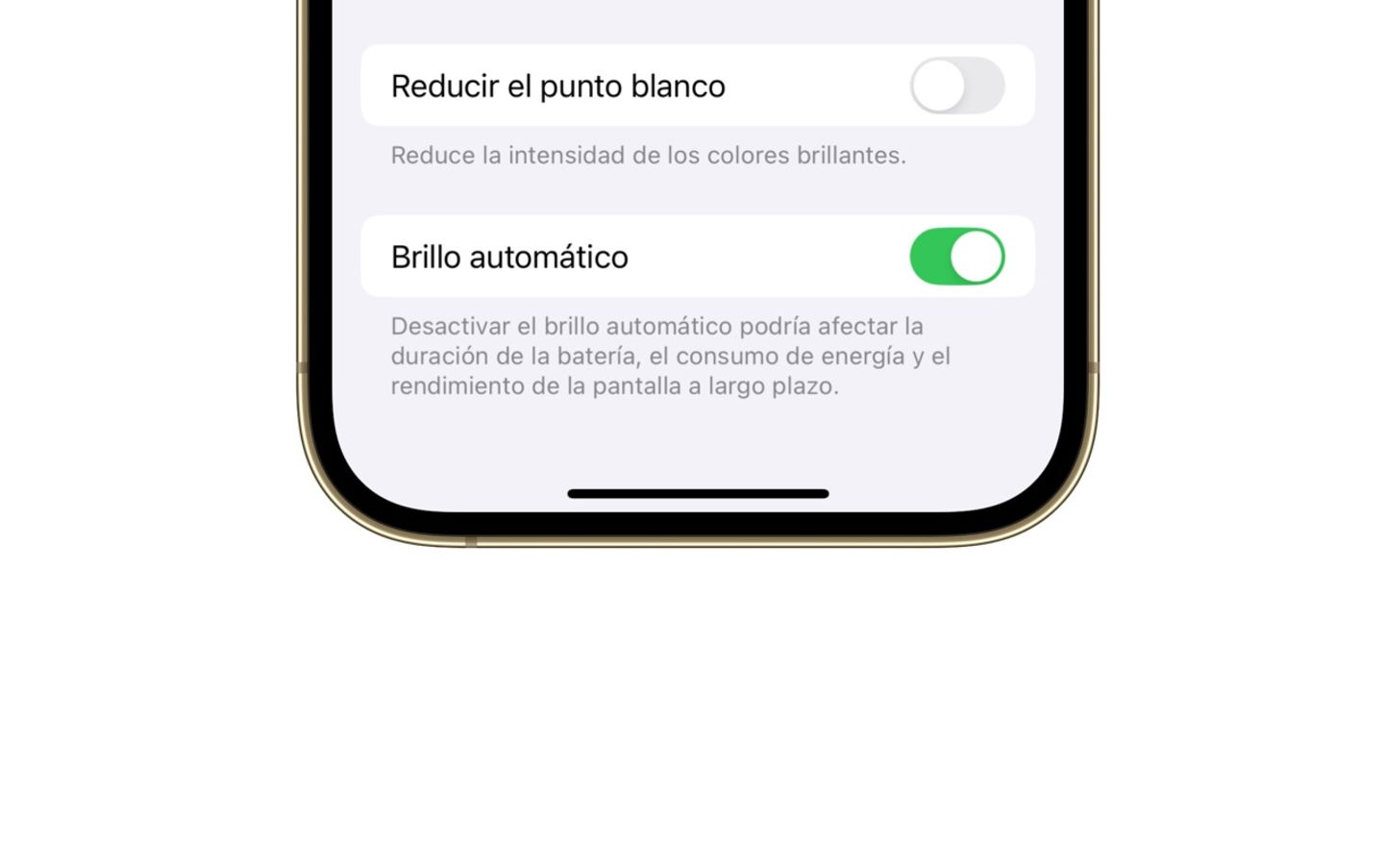 Configuración, Accesibilidad en Pantalla de iPhone