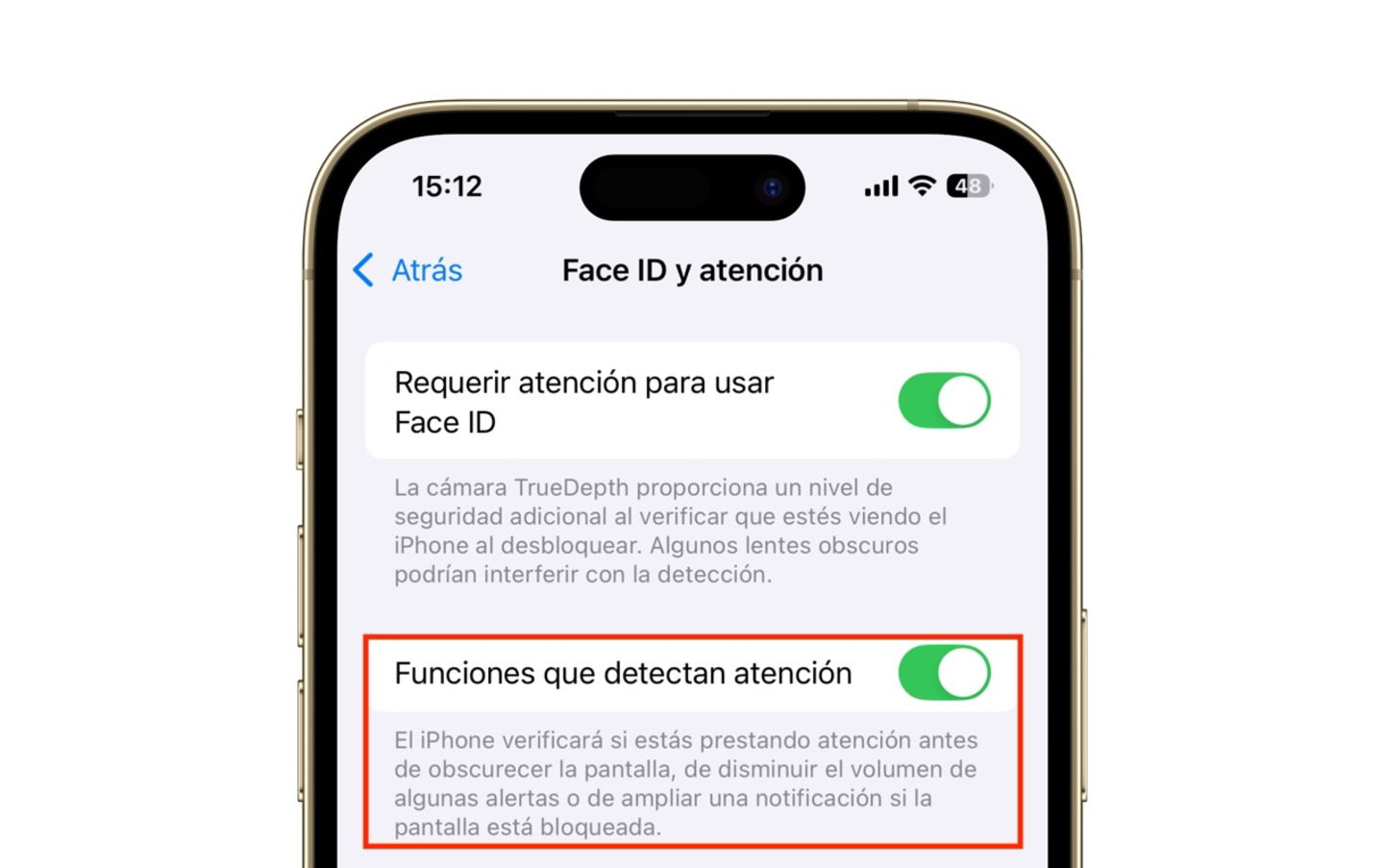 Configuración de Face ID