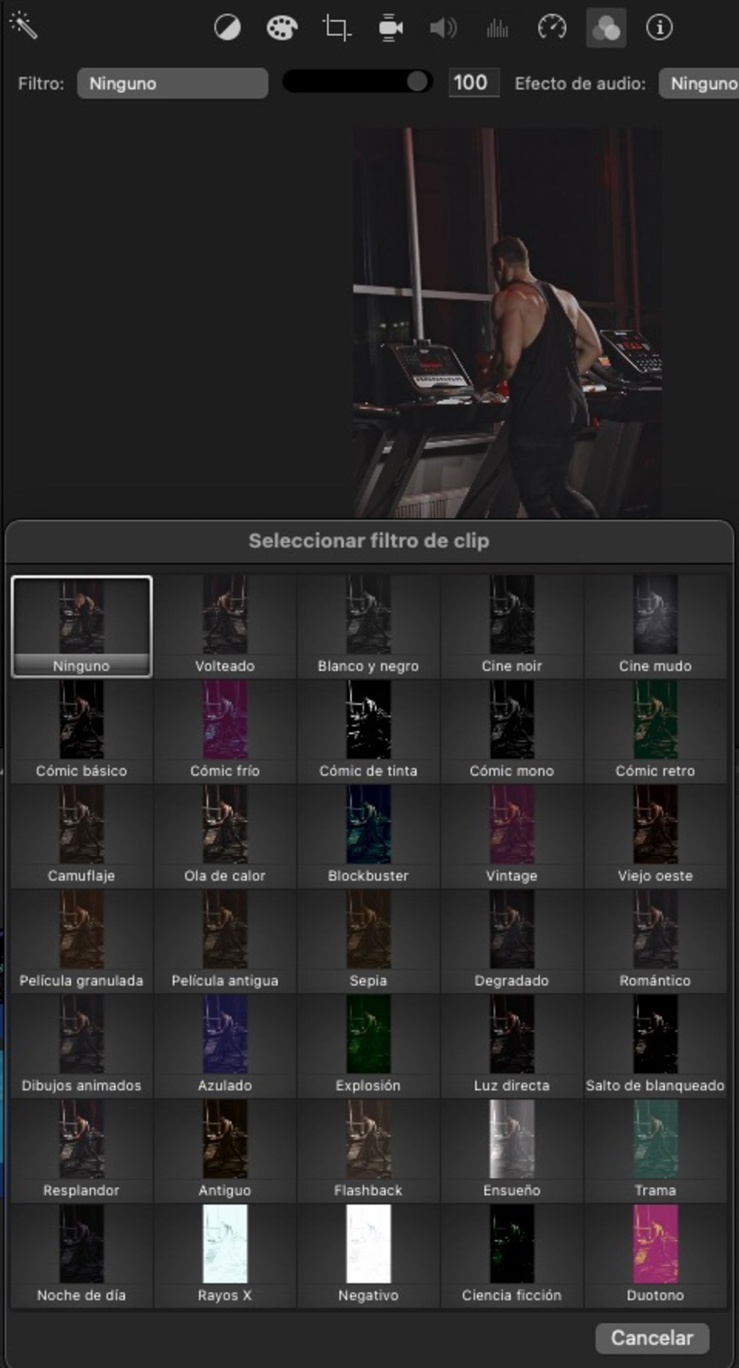 Filtros disponibles en iMovie