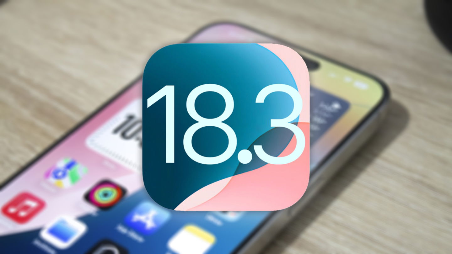 Icono de iOS 18.3 y un iPhone de fondo