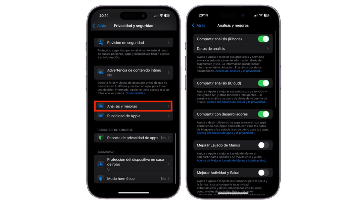 Ajustes de iPhone, análisis y mejoras