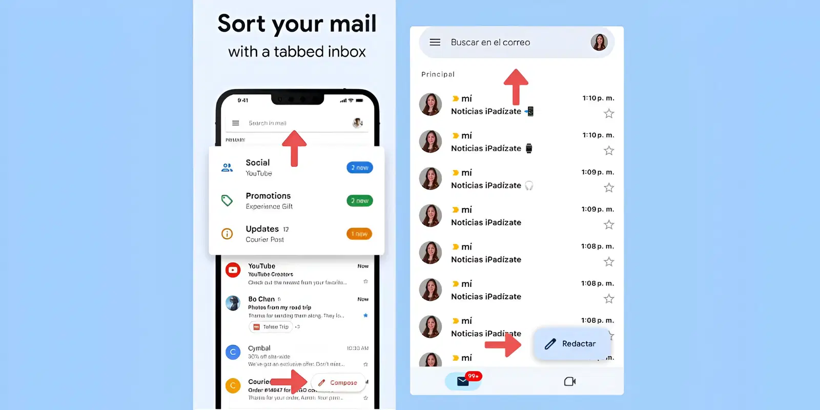 La app de Gmail del iPhone se actualiza con un nuevo diseño que parece mejor que el de Android