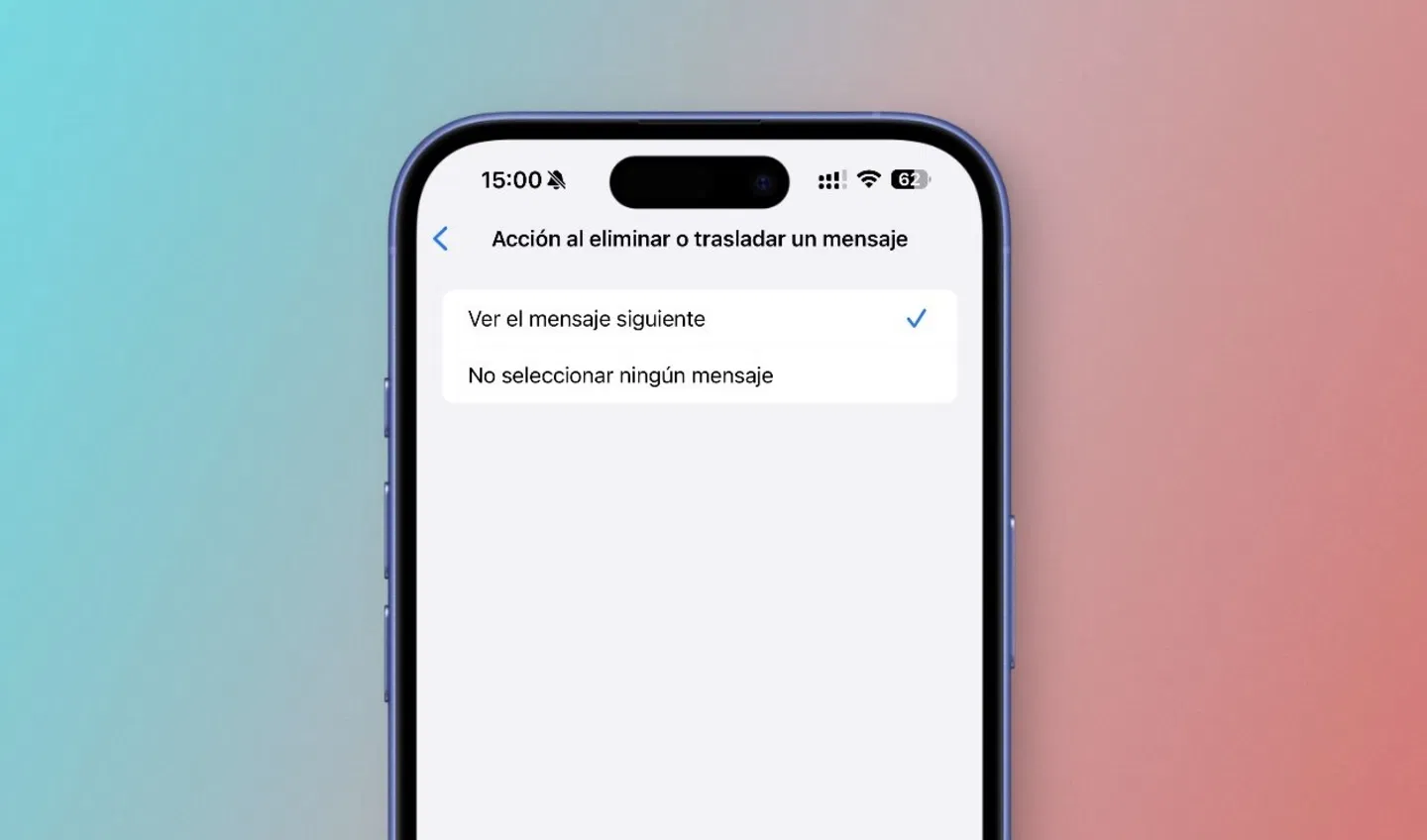 No seleccionar ningún mensaje, ajuste en Mail de iPhone